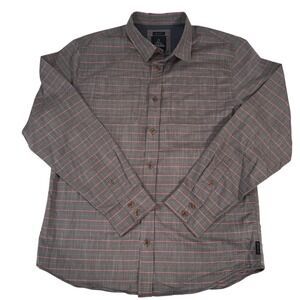 Prana Mens LRG Slim Fit Gray Pink Long Sleeve Button Up Shirt Style Striped
